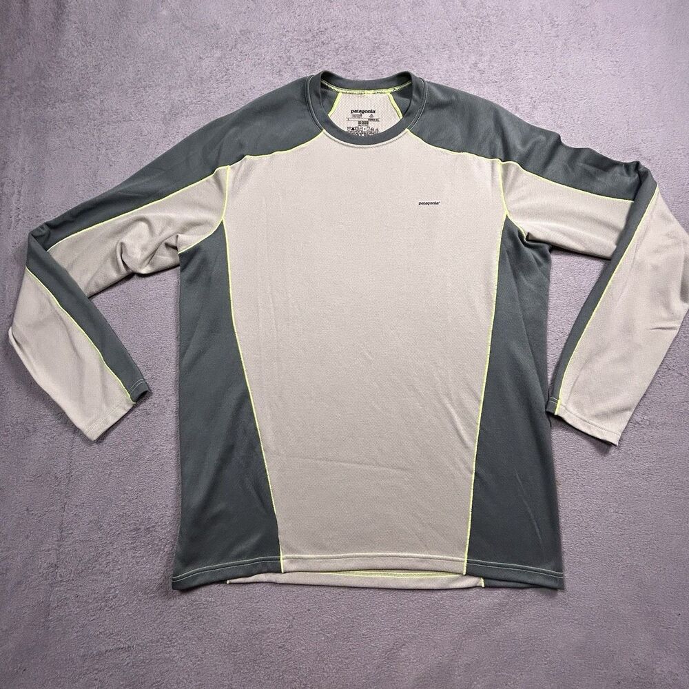 Patagonia Capilene 3 Midweight Shirt Mens L Gray Polartec Base Layer Long Sleeve